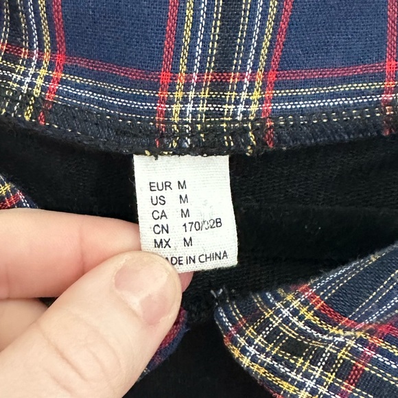 Plaid Collar Preppy Punk Grunge oversized Womens long sleeve crop Top M #1905 - Picture 2 of 8